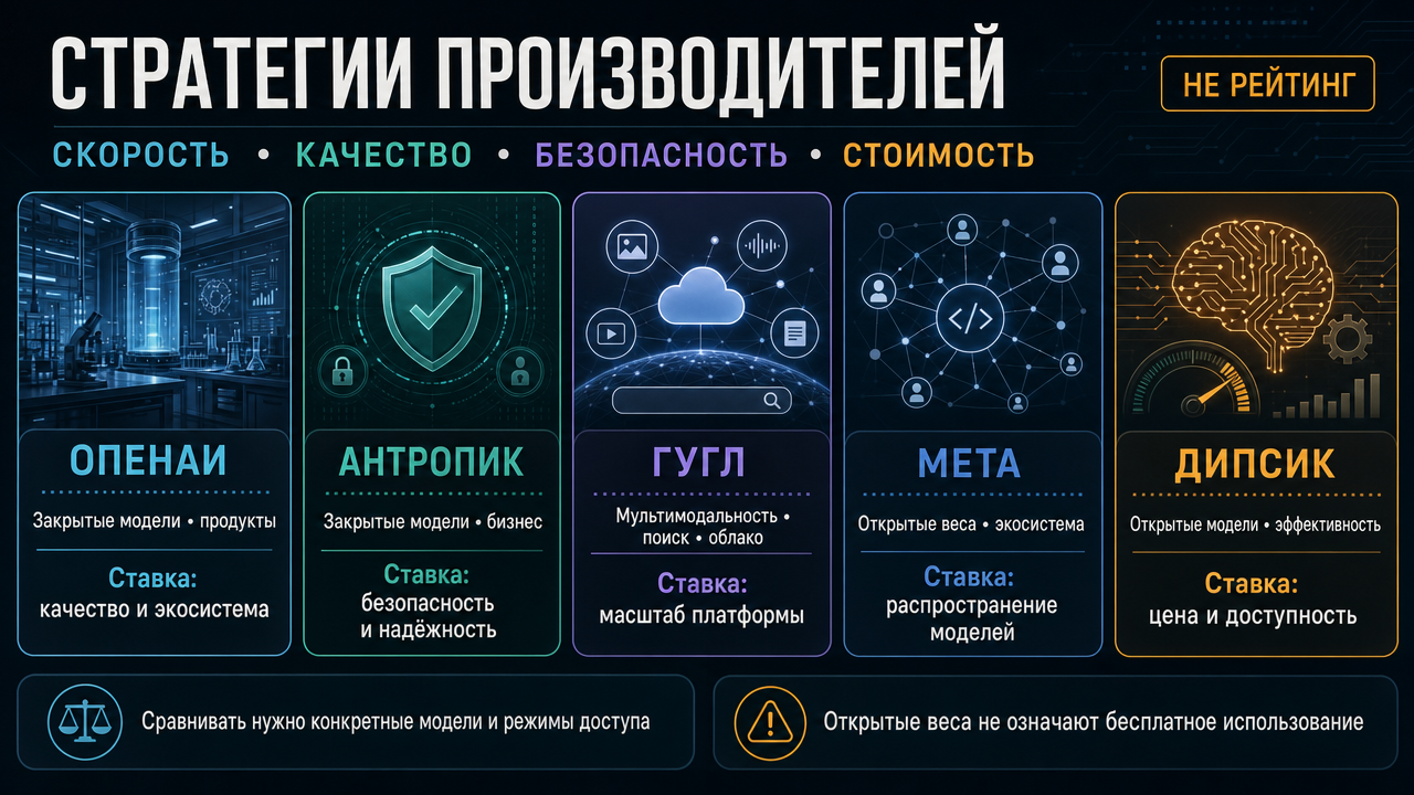 Сравнение стратегий производителей LLM