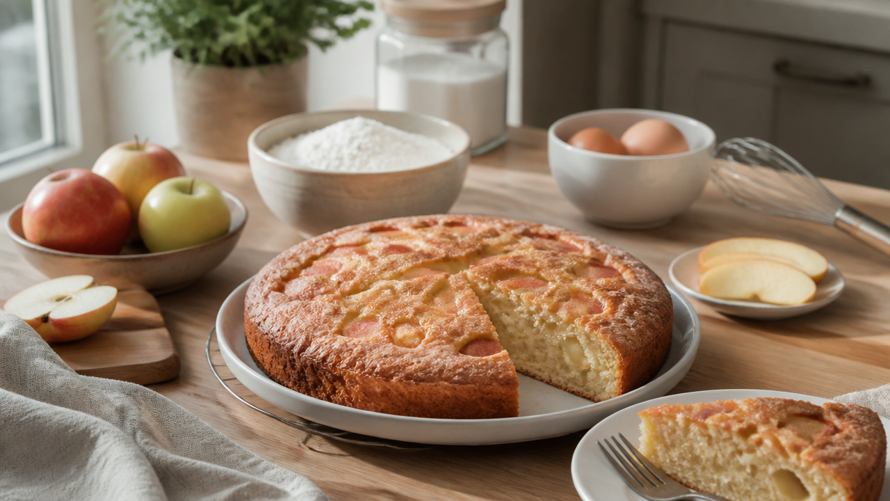 Шарлотка с яблоками в форме для выпечки
